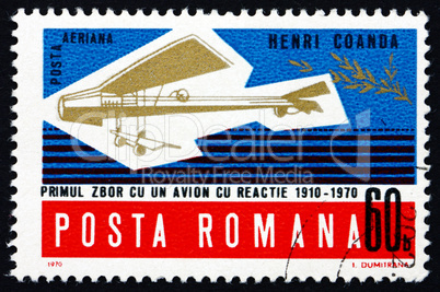 Postage stamp Romania 1970 Henri Coanda's Model Plane