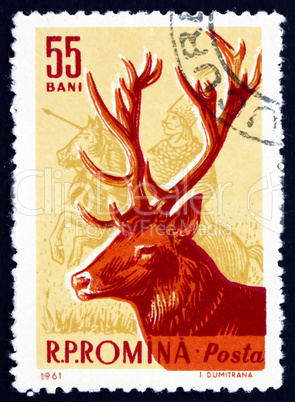 Postage stamp Romania 1961 Red Deer, Cervus Elaphus, Animal