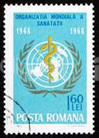 Postage stamp Romania 1968 WHO Emblem