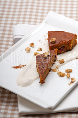 fresh healthy carrots and walnuts cake dessert