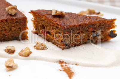 fresh healthy carrots and walnuts cake dessert