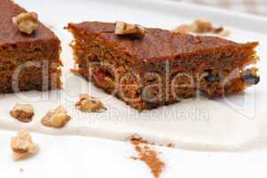 fresh healthy carrots and walnuts cake dessert