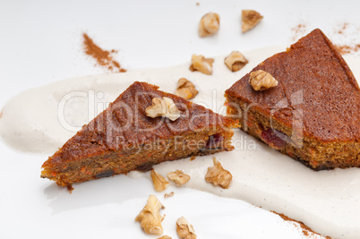 fresh healthy carrots and walnuts cake dessert