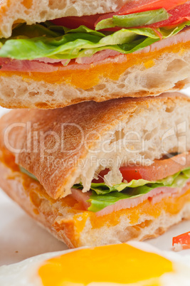 ciabatta panini sandwich eggs tomato lettuce