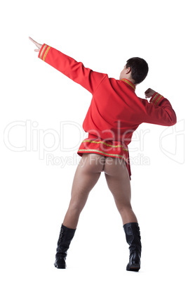 Stripper in russian red shirt
