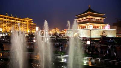 Night View Of The Bell Tower In Xian