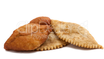 Pasties and pies. Isolated on white