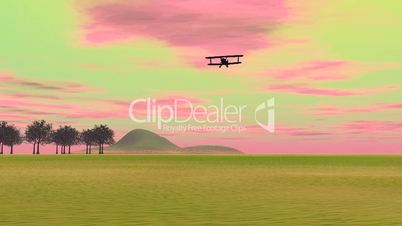 Biplan landing - 3D render