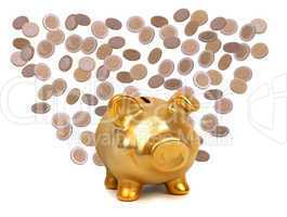 coins and golden piggybank