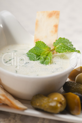 Greek Tzatziki yogurt dip and pita bread