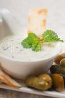 Greek Tzatziki yogurt dip and pita bread