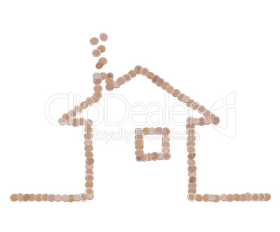 symbol of home made of coins