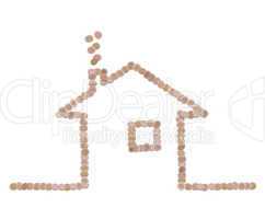 symbol of home made of coins