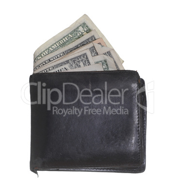 hackneyed purse with dollars