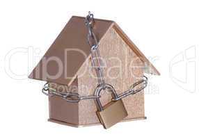 golden home protected with padlock and chain