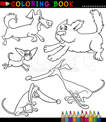 Cartoon Dogs or Puppies for Coloring Book