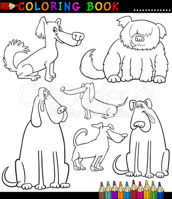 Cartoon Dogs or Puppies for Coloring Book