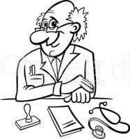 doctor in clinic black and white cartoon