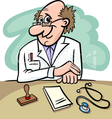 doctor in clinic cartoon illustration