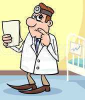 cartoon illustration of doctor in hospital