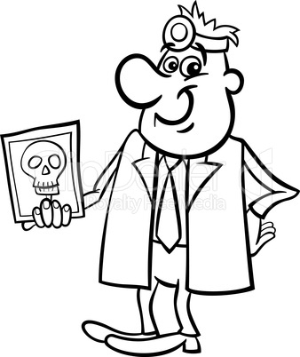 doctor with xray black and white cartoon