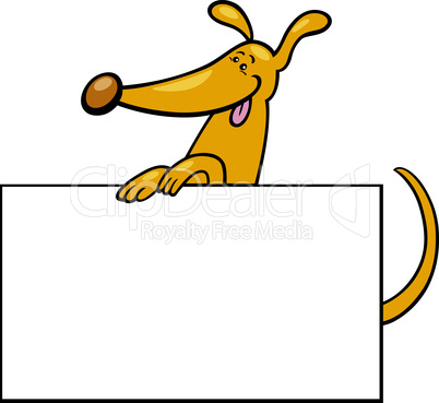 cartoon dog with board or card