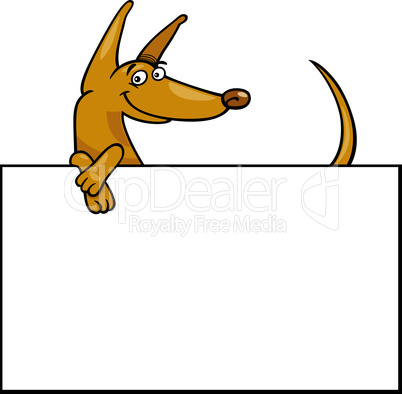 cartoon dog with board or card