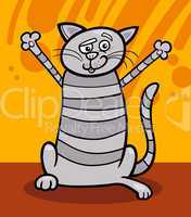 happy tabby cat cartoon illustration