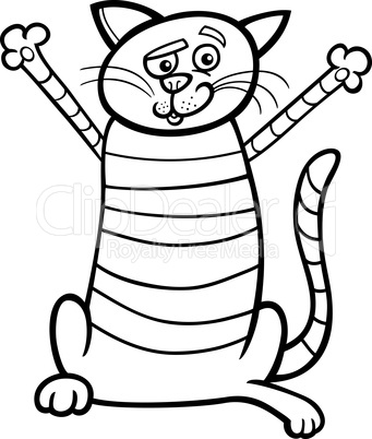 happy cat cartoon for coloring book