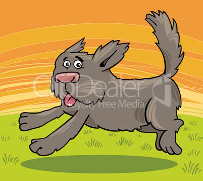 running shaggy dog cartoon illustration