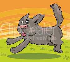 running shaggy dog cartoon illustration