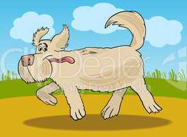 Running sheepdog dog cartoon illustration