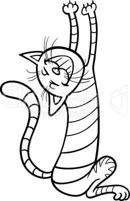funny cat cartoon for coloring book