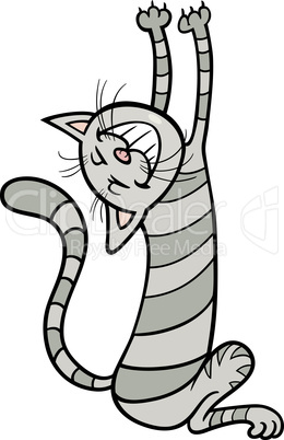 stratching cat cartoon illustration