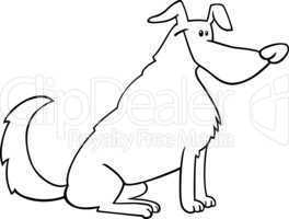 sitting dog cartoon for coloring book