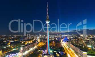 Berlin Skyline City Panorama with blue sky - famous landmark in Berlin, Germany, Europe