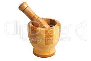 Wooden mortar for pounding spices