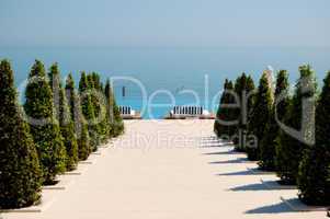Beach view at the modern luxury hotel, Pieria, Greece