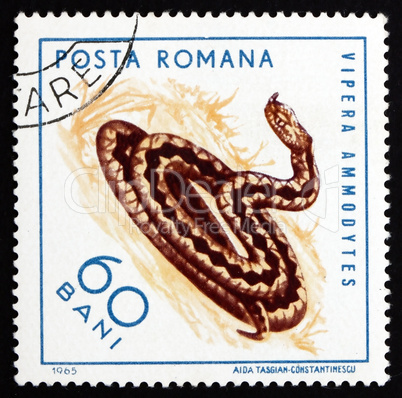 Postage stamp Romania 1965 Sand Viper, Reptile