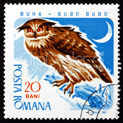 Postage stamp Romania 1967 Eagle Owl, Bird of Prey