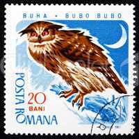 Postage stamp Romania 1967 Eagle Owl, Bird of Prey