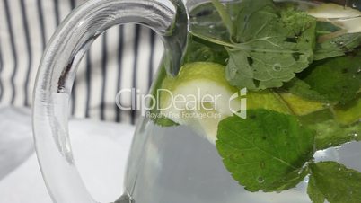 water with lime and mint