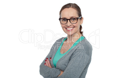 Trendy bespectacled woman dressed in casuals