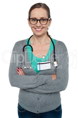 Profile shot of a confident casual female doctor