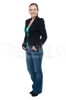 Attractive female posing sideways confidently
