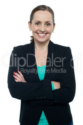 Profile shot of a cheerful confident woman