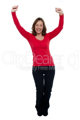 Jubilant lady celebrating her success