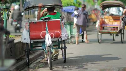 transportation with cyclo in indonesia