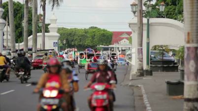 transportation with cyclo in indonesia