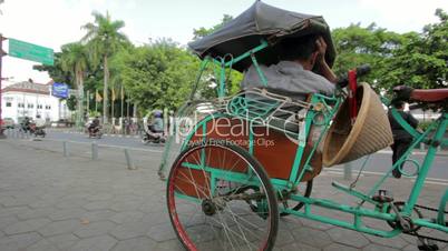 transportation with cyclo in indonesia